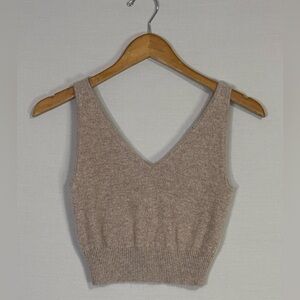 Quince Mongolian Cashmere Cropped Sweater Tank Oatmeal XS